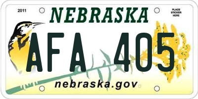 NE license plate AFA405