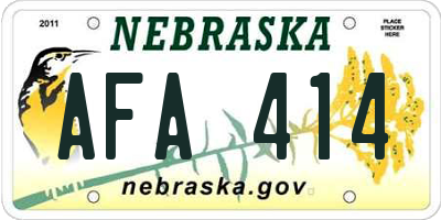 NE license plate AFA414