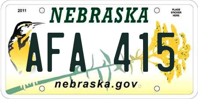 NE license plate AFA415