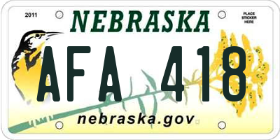 NE license plate AFA418