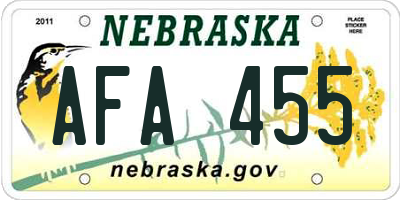 NE license plate AFA455