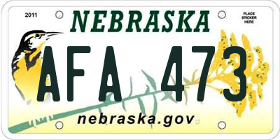 NE license plate AFA473