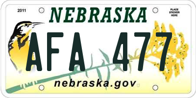 NE license plate AFA477
