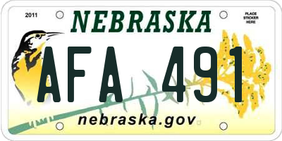 NE license plate AFA491