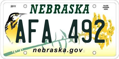 NE license plate AFA492