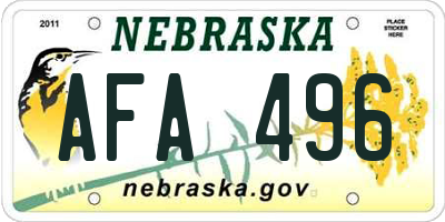 NE license plate AFA496