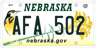 NE license plate AFA502