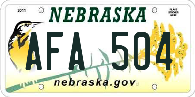 NE license plate AFA504