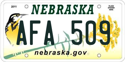 NE license plate AFA509