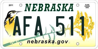 NE license plate AFA511