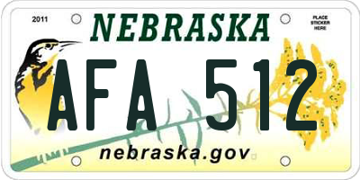 NE license plate AFA512