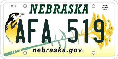 NE license plate AFA519