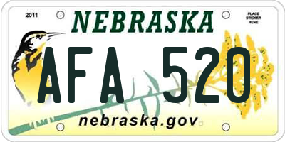 NE license plate AFA520