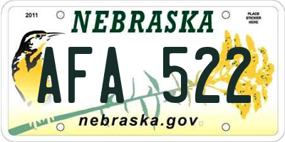 NE license plate AFA522