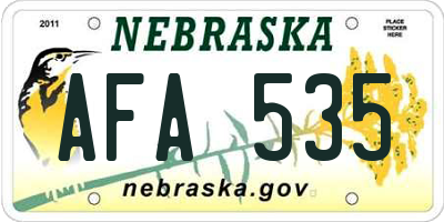 NE license plate AFA535