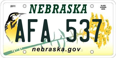 NE license plate AFA537