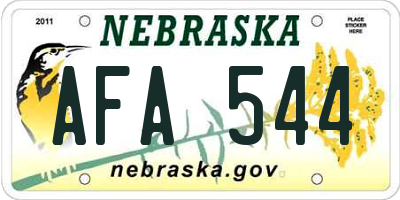 NE license plate AFA544