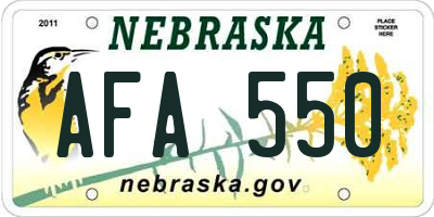 NE license plate AFA550