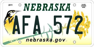NE license plate AFA572