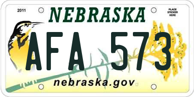 NE license plate AFA573
