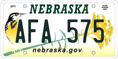 NE license plate AFA575