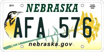 NE license plate AFA576