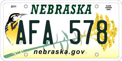 NE license plate AFA578