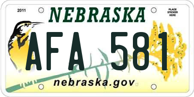NE license plate AFA581