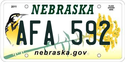 NE license plate AFA592