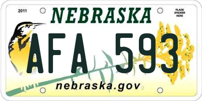 NE license plate AFA593