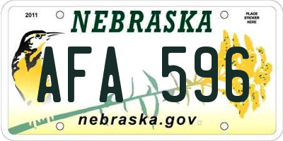 NE license plate AFA596