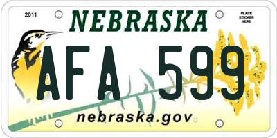 NE license plate AFA599