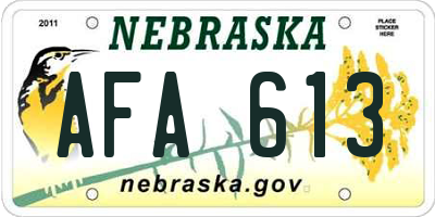 NE license plate AFA613