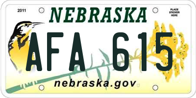 NE license plate AFA615