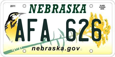 NE license plate AFA626