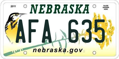 NE license plate AFA635