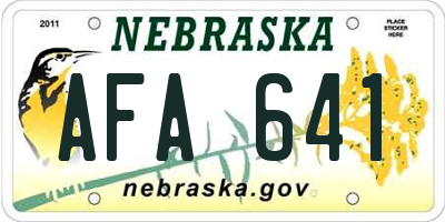 NE license plate AFA641