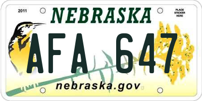 NE license plate AFA647