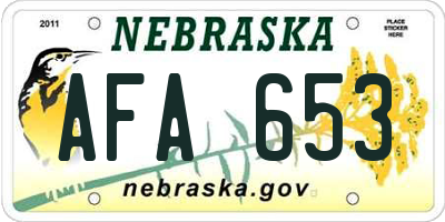 NE license plate AFA653