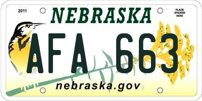 NE license plate AFA663