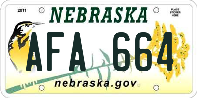 NE license plate AFA664