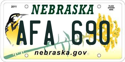 NE license plate AFA690