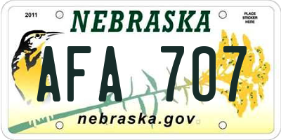 NE license plate AFA707
