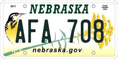 NE license plate AFA708