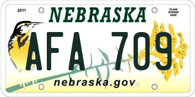 NE license plate AFA709