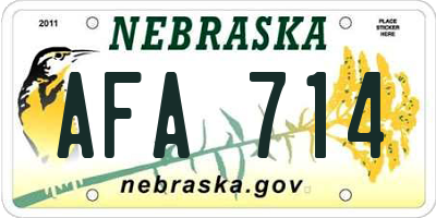 NE license plate AFA714