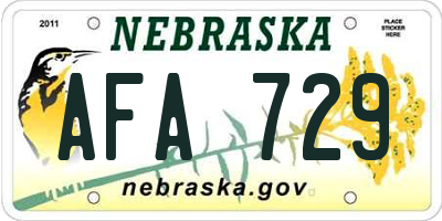 NE license plate AFA729