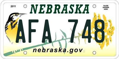 NE license plate AFA748