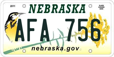 NE license plate AFA756