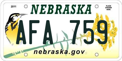 NE license plate AFA759